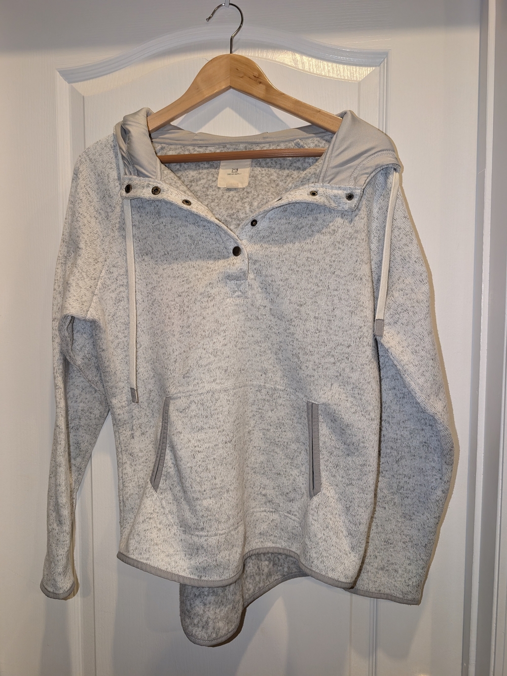 Thread & Supply Heather Gray Fleece Snap Hoodie Pullover Women's L